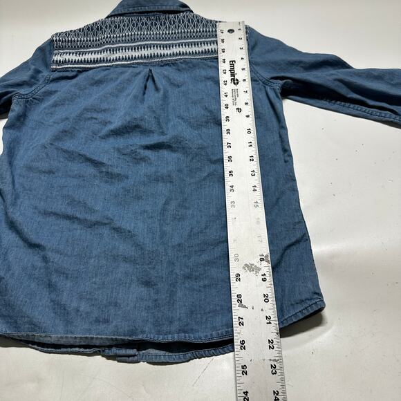 ROXY Western Shirt Size S Blue Button Up Long Sleeve 100% Cotton MISSING BUTTON - Picture 4 of 8